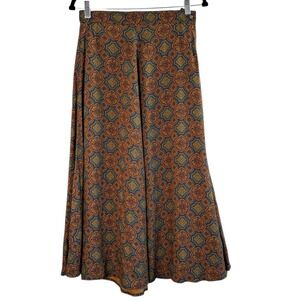 Vintage Lizsport Womens A Line Midi Skirt Tapestry Print Sz 4 Boho Prep Academia